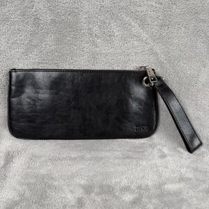 HOBO International Black Leather Wristlet Clutch Wallet